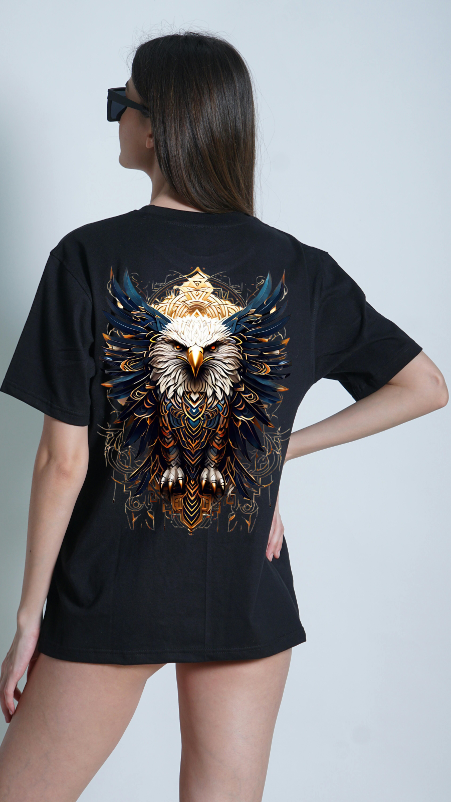 “Guardian Spirit Eagle” Oversized T-Shirt (Premium Cotton | Unisex | Black)